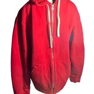 Ralph Lauren Polo Men’s Red Sweatshirt Hoodie Size Large Full Zip Ribbed Logo